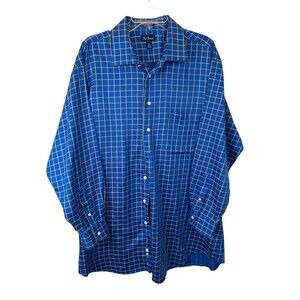 Paul Fredrick Shirt  Men's 18-34  Blue Imperial 100s Two Ply Cotton Dobby Button